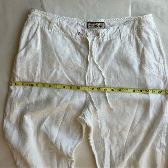 Caribbean Joe Linen White Cropped Pants Size 16 - Picture 2 of 8